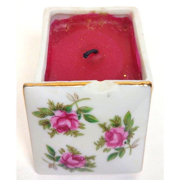 Gold Footed Japan Porcelain Trinket Box Hand Painted Roses Gold Trimmed Candle - Picture 6 of 7